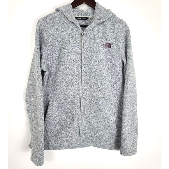 The North Face Gray Crescent Full Zip Hooded Fleece Jacket Size Large - Picture 2 of 7